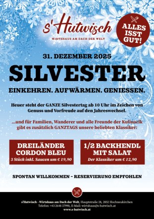 Silvestermenü, © Wirtshaus s'Hutwisch Silvestermenü, © Wirtshaus s'Hutwisch