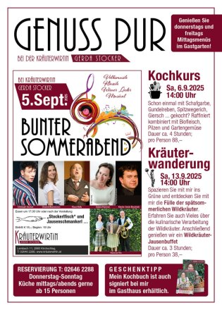 Genuss Pur bei der Kräuter Wirtin Gerda Stocker, © Kräuterwirtin Gerda Stocker